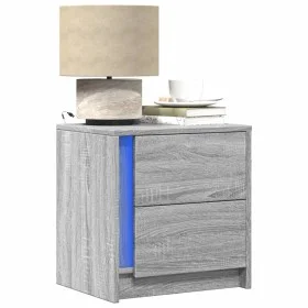 Nachttisch mit LED-Lichtern aus grauem Sonoma-Ingenieurholz von , Nachttische - Ref: Foro24-852057, Preis: 53,18 €, Rabatt: %