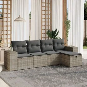 Garden sofa set and cushions 5 pieces light gray synthetic rattan by , Garden sets - Ref: Foro24-3264398, Price: 342,81 €, Di...