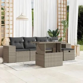 Gartensofagarnitur 6-teilig mit grauen Polstern aus synthetischem Rattan von , Gartensets - Ref: Foro24-3275292, Preis: 453,7...