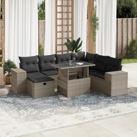 Garden sofa set 8 pieces and gray synthetic rattan cushions by , Garden sets - Ref: Foro24-3275322, Price: 612,54 €, Discount: %