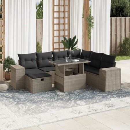 Garden sofa set 8 pieces and gray synthetic rattan cushions by , Garden sets - Ref: Foro24-3275322, Price: 612,54 €, Discount: %