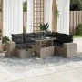 Garden sofa set 8 pieces and gray synthetic rattan cushions by , Garden sets - Ref: Foro24-3275322, Price: 612,67 €, Discount: %