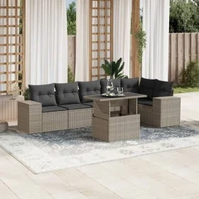 7-piece garden sofa set with light gray PE rattan cushions by , Garden sets - Ref: Foro24-3269182, Price: 558,71 €, Discount: %