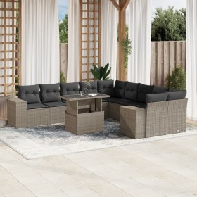 Garden sofa set 11 pieces and gray synthetic rattan cushions by , Garden sets - Ref: Foro24-3269432, Price: 885,19 €, Discoun...