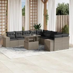 Garden sofa set 11 pieces and gray synthetic rattan cushions by , Garden sets - Ref: Foro24-3269432, Price: 869,66 €, Discoun...