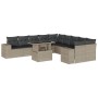 Gartensofagarnitur 11-teilig mit grauen Polstern aus synthetischem Rattan von , Gartensets - Ref: Foro24-3269432, Preis: 885,...