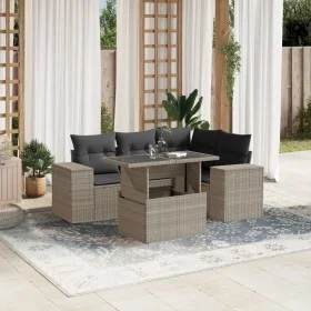 Garden sofa set and cushions 5 pieces light gray synthetic rattan by , Garden sets - Ref: Foro24-3269142, Price: 435,66 €, Di...