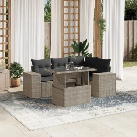 Garden sofa set and cushions 5 pieces light gray synthetic rattan by , Garden sets - Ref: Foro24-3269142, Price: 435,85 €, Di...