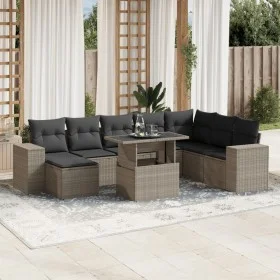 Garden furniture set 9 pieces and light gray synthetic rattan cushions by , Garden sets - Ref: Foro24-3269362, Price: 672,92 ...