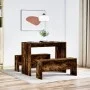 Dining table and benches 3 pieces engineered wood smoked oak by , Furniture sets for kitchens and dining rooms - Ref: Foro24-...