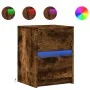 Mesita de noche con luces LED madera ingeniería roble ahumado de , Mesitas de noche - Ref: Foro24-852041, Precio: 47,30 €, De...