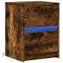 Mesita de noche con luces LED madera ingeniería roble ahumado de , Mesitas de noche - Ref: Foro24-852041, Precio: 47,30 €, De...