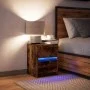 Mesita de noche con luces LED madera ingeniería roble ahumado de , Mesitas de noche - Ref: Foro24-852041, Precio: 47,30 €, De...