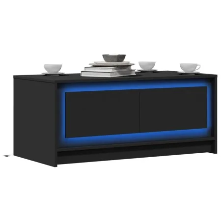 Mittelkonsole mit LED-Lichtern aus schwarzem Ingenieurholz von , Couchtisch - Ref: Foro24-851985, Preis: 109,26 €, Rabatt: %