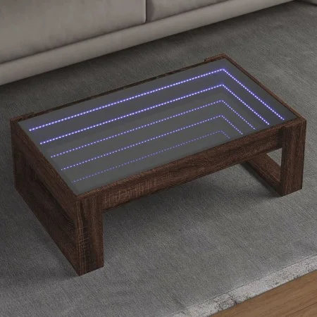 Coffee table with Infinity LED brown oak 90x53x30 cm by , Coffee table - Ref: Foro24-847643, Price: 99,99 €, Discount: %