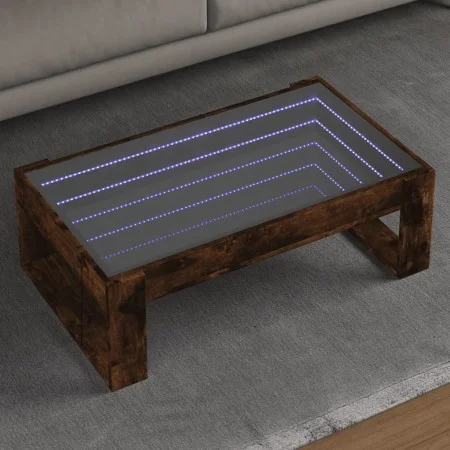 Coffee table with Infinity LED smoked oak 90x53x30 cm by , Coffee table - Ref: Foro24-847641, Price: 96,63 €, Discount: %