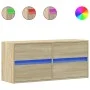 Wall-mounted TV unit with LED lights Sonoma oak 100x31x45 cm by , TV Furniture - Ref: Foro24-852294, Price: 75,63 €, Discount: %