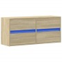 Mueble de TV de pared con luces LED roble Sonoma 100x31x45 cm de , Muebles TV - Ref: Foro24-852294, Precio: 76,53 €, Descuent...