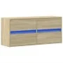 Wall-mounted TV unit with LED lights Sonoma oak 100x31x45 cm by , TV Furniture - Ref: Foro24-852294, Price: 75,63 €, Discount: %