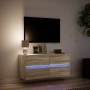 Mueble de TV de pared con luces LED roble Sonoma 100x31x45 cm de , Muebles TV - Ref: Foro24-852294, Precio: 76,53 €, Descuent...
