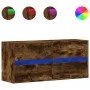 Wall-mounted TV stand with smoked oak finish and LED lights 100x31x45 cm by , TV Furniture - Ref: Foro24-852296, Price: 74,57...
