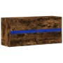 Mueble de TV de pared con luces LED roble ahumado 100x31x45 cm de , Muebles TV - Ref: Foro24-852296, Precio: 75,44 €, Descuen...