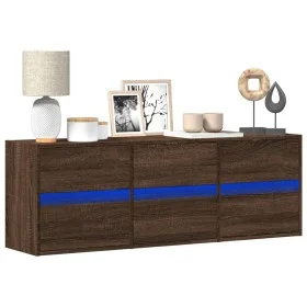 Wall-mounted TV stand with LED lights in brown oak color, 130x31x45 cm. by , TV Furniture - Ref: Foro24-852305, Price: 98,94 ...
