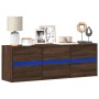Mueble de TV de pared con luces LED marrón roble 130x31x45 cm de , Muebles TV - Ref: Foro24-852305, Precio: 100,26 €, Descuen...
