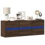 Wall-mounted TV stand with LED lights in brown oak color, 130x31x45 cm. by , TV Furniture - Ref: Foro24-852305, Price: 98,94 ...