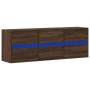 Mueble de TV de pared con luces LED marrón roble 130x31x45 cm de , Muebles TV - Ref: Foro24-852305, Precio: 100,26 €, Descuen...
