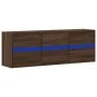 Wall-mounted TV stand with LED lights in brown oak color, 130x31x45 cm. by , TV Furniture - Ref: Foro24-852305, Price: 98,94 ...