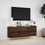 Wall-mounted TV stand with LED lights in brown oak color, 130x31x45 cm. by , TV Furniture - Ref: Foro24-852305, Price: 98,94 ...