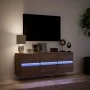 Wall-mounted TV stand with LED lights in brown oak color, 130x31x45 cm. by , TV Furniture - Ref: Foro24-852305, Price: 98,94 ...