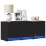 TV stand with LED made of black engineered wood 97x34x40 cm by , TV Furniture - Ref: Foro24-852237, Price: 72,85 €, Discount: %