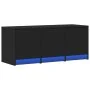 TV stand with LED made of black engineered wood 97x34x40 cm by , TV Furniture - Ref: Foro24-852237, Price: 72,85 €, Discount: %