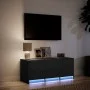 TV stand with LED made of black engineered wood 97x34x40 cm by , TV Furniture - Ref: Foro24-852237, Price: 72,85 €, Discount: %
