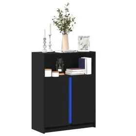 LED sideboard in black engineered wood 77x34x100 cm by , Sideboards - Ref: Foro24-852146, Price: 85,12 €, Discount: %
