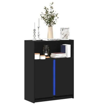 LED sideboard in black engineered wood 77x34x100 cm by , Sideboards - Ref: Foro24-852146, Price: 85,12 €, Discount: %