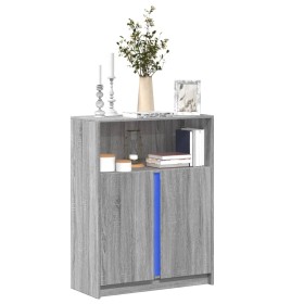 Aparador con LED madera de ingeniería gris Sonoma 77x34x100 cm de , Aparadores - Ref: Foro24-852150, Precio: 79,69 €, Descuen...