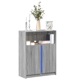 Sideboard with LED lights in Sonoma grey engineered wood 77x34x100 cm by , Sideboards - Ref: Foro24-852150, Price: 78,73 €, D...