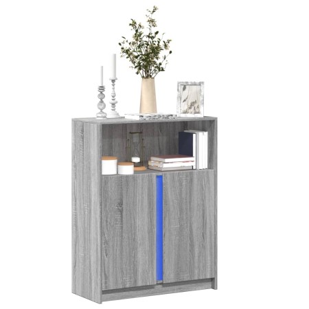 Sideboard mit LED-Beleuchtung aus grauem Sonoma-Ingenieurholz 77x34x100 cm von , Sideboards - Ref: Foro24-852150, Preis: 79,6...