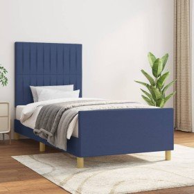 Estructura de cama sin colchón tela azul 90x190 cm en Camas y somieres | Comprar online en Foro24