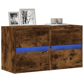 Wand-TV-Möbel mit LED-Lichtern, 2 Stück, in geräucherter Eiche, 41x31x45 cm. von , TV-Möbel - Ref: Foro24-852280, Preis: 96,5...