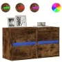 Wall-mounted TV furniture with LED lights, 2 units, smoked oak, 41x31x45 cm. by , TV Furniture - Ref: Foro24-852280, Price: 9...