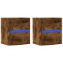 Muebles TV de pared luces LED 2 uds roble ahumado 41x31x45 cm de , Muebles TV - Ref: Foro24-852280, Precio: 101,70 €, Descuen...