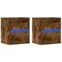Wall-mounted TV furniture with LED lights, 2 units, smoked oak, 41x31x45 cm. by , TV Furniture - Ref: Foro24-852280, Price: 9...