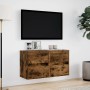 Wand-TV-Möbel mit LED-Lichtern, 2 Stück, in geräucherter Eiche, 41x31x45 cm. von , TV-Möbel - Ref: Foro24-852280, Preis: 98,1...