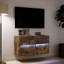Wand-TV-Möbel mit LED-Lichtern, 2 Stück, in geräucherter Eiche, 41x31x45 cm. von , TV-Möbel - Ref: Foro24-852280, Preis: 96,5...