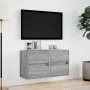 Wand-TV-Möbel mit LED-Lichtern, 2 Stück, in Sonoma-Grau, 41x31x45 cm. von , TV-Möbel - Ref: Foro24-852282, Preis: 96,34 €, Ra...
