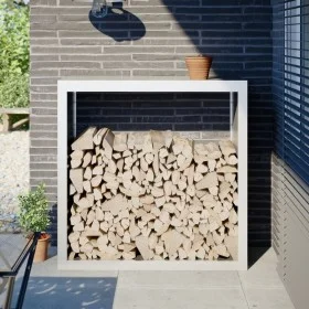 White steel firewood rack 100x40x100 cm by , Firewood bags and holders - Ref: Foro24-850969, Price: 116,44 €, Discount: %